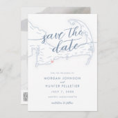 Dusty Blue Minimal Popponesset op de kaart (Voorkant / Achterkant)