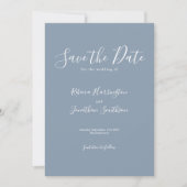 Dusty Blue Minimal Wedding Save the Date (Voorkant)