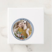 Dusty Blue minimale trendy ronde foto bruiloft Bedankjes Labels (In situ)