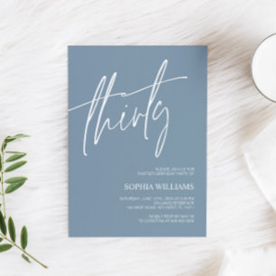 Dusty Blue Minimalist 30e anniversaire Invitation