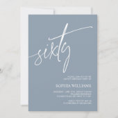 Dusty Blue Minimalist 60e anniversaire Invitation (Devant)