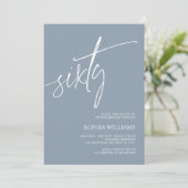 Dusty Blue Minimalist 60e anniversaire Invitation (Debout devant)