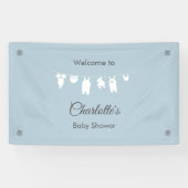 Dusty Blue Minimalist Baby Boy Shower Spandoek (Horizontaal)
