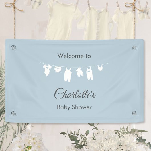 Dusty Blue Minimalist Baby Boy Shower Spandoek