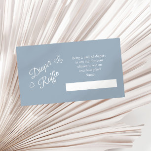 Dusty Blue Minimalist Baby shower Luier Raffle Informatiekaartje