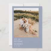 Dusty Blue Minimalist Boho Neutral Fotobruiloft Kaart (Achterkant)