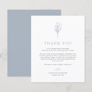 Dusty Blue Minimalist Botanicals Wedding Bedankt