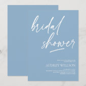 Dusty Blue Minimalist Bridal Shower Invitation (Devant / Derrière)