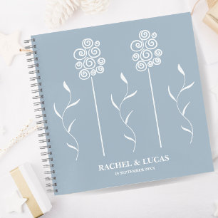 Dusty Blue Minimalist Curly Floral Notitieboek