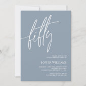 Dusty Blue Minimalist Invitation 50e anniversaire (Devant)