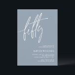 Dusty Blue Minimalist Invitation 50e anniversaire<br><div class="desc">*** Veuillez saisir H011 dans la recherche de magasin pour trouver tous les articles correspondants *** Ou visitez notre collection Dusty Blue Minimalist. *** Ce design de haute qualité est facile à customiser pour correspondre à vos couleurs, styles et thèmes mariages. Pour plus de personnalisation, cliquez sur le lien "Modifier...</div>