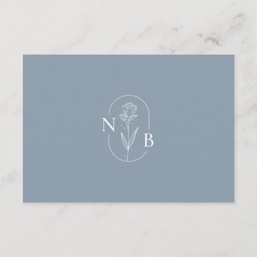 Dusty Blue Minimalist Modern Wedding Timeline Informatiekaartje (Achterkant)