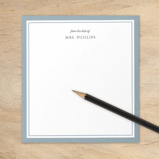 Dusty Blue Minimalist Monogram Docent Gift Notitieblok