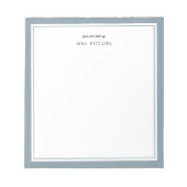 Dusty Blue Minimalist Monogram Docent Gift Notitieblok (Voorkant)