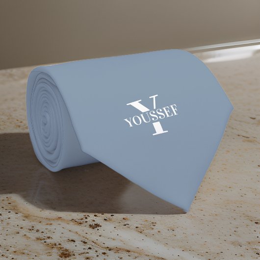 Dusty Blue Minimalist monogram Stropdas