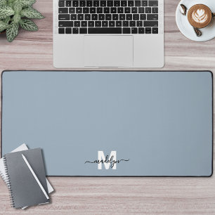 Dusty Blue Minimalist Name Monogram Bureaumat