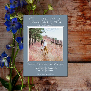 Dusty Blue Minimalist Photo Save the Date