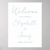 Dusty Blue Minimalist Script bruiloft welkom teken Poster (Voorkant)