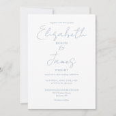Dusty Blue Minimalist Script Photo Wedding Kaart (Voorkant)