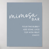 Dusty Blue Minimalist Script Shower Mimosa Bar Poster (Voorkant)
