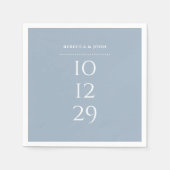 Dusty Blue Minimalist Special Date Bruiloft Servet (Voorkant)