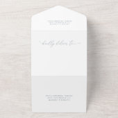 Dusty Blue Minimalist Wedding All In One Uitnodiging (Buitenkant)