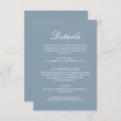 Dusty Blue Minimalist Wedding Details Informatiekaartje (Voorkant / Achterkant)