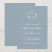 Dusty Blue Minimalist Wedding Kaart (Voorkant / Achterkant)