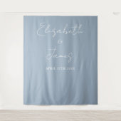 Dusty Blue Minimalist Wedding Photo Achtergrond Wandkleed (Voorkant)