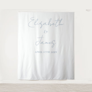 Dusty Blue Minimalist Wedding Photo Achtergrond Wandkleed