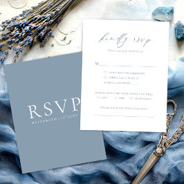Dusty Blue Minimalist Wedding RSVP Card