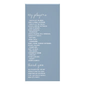 Dusty Blue Minimaliste Script Wedding Programme (Dos)