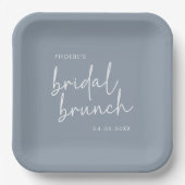 Dusty Blue minimalistisch script bruids brunch Papieren Bordje (Voorkant)