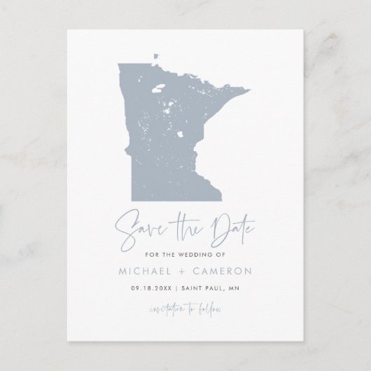 Dusty Blue Minnesota Carte QR Code Enregistrer la  (Devant)