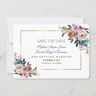 Dusty Blue Misty Roos Floral Save the Date