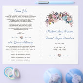 Dusty Blue Misty Roos Floral Wedding Programme Flyer (Enkel)