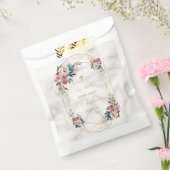 Dusty Blue Misty Roos Flowers Gold Christening Bedankzakje (Gezegeld)