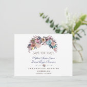 Dusty Blue Misty Rose Bouquet bewaar de datum Save The Date (Staand voorkant)