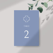 Dusty Blue Modern Bloemen Monogram Huwelijk Kaart