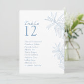 Dusty Blue Modern Botanical Table Carte de siège (Debout devant)