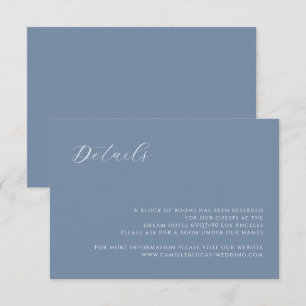 Dusty Blue modern bruiloft - kaart met details