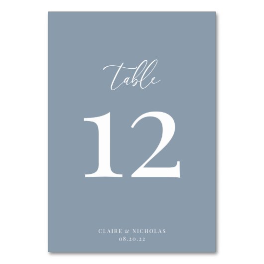 Dusty Blue Modern élégant mariage Numéro de table (Par défaut)