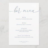 Dusty Blue Modern Elegant Wedding Bar Menu Sign (Voorkant)