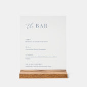 Dusty Blue Modern Elegant Wedding Het Bar Menu Acryl Bord (Voorkant)