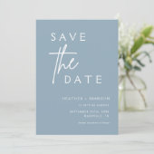 Dusty Blue Modern Foto Save the Dates Invitations Kaart (Staand voorkant)