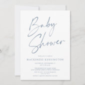 Dusty Blue Modern Handgeschreven Script-Baby showe Kaart (Voorkant)