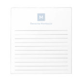 Dusty Blue Modern Lined Chic Trendy Monogram Notitieblok (Voorkant)