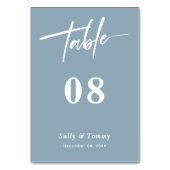 Dusty Blue Modern Mariage Numéro de table (Dos)