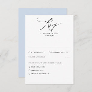 Dusty Blue Modern minimal mariage carte RSVP