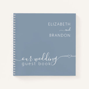 Dusty Blue Modern Minimal Mariage Livre d'invité